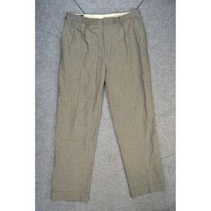 VTG Polo‎ Ralph Lauren Dress Pants Mens 36x32 Beige Plaid Check Pleated Classic